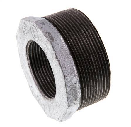 R 2 1/2'' x Rp 1 1/2'' M/F Verzinkt Gietijzeren Verloopring 25 Bar