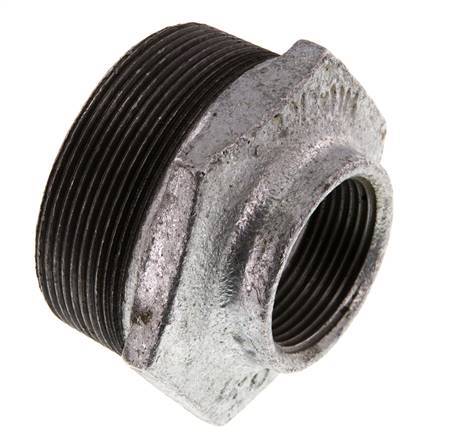 R 2 1/2'' x Rp 1 1/4'' M/F Verzinkt Gietijzeren Verloopring 25 Bar