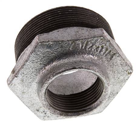 R 2 1/2'' x Rp 1 1/4'' M/F Verzinkt Gietijzeren Verloopring 25 Bar