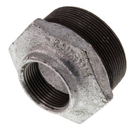 R 2 1/2'' x Rp 1 1/4'' M/F Verzinkt Gietijzeren Verloopring 25 Bar