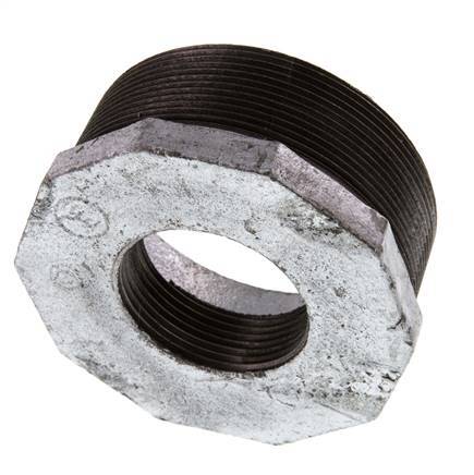 R 3'' x Rp 1 1/2'' M/F Verzinkt Gietijzeren Verloopring 25 Bar