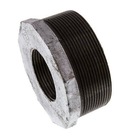 R 3'' x Rp 1 1/2'' M/F Verzinkt Gietijzeren Verloopring 25 Bar