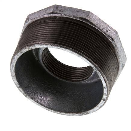 R 3'' x Rp 1 1/2'' M/F Verzinkt Gietijzeren Verloopring 25 Bar