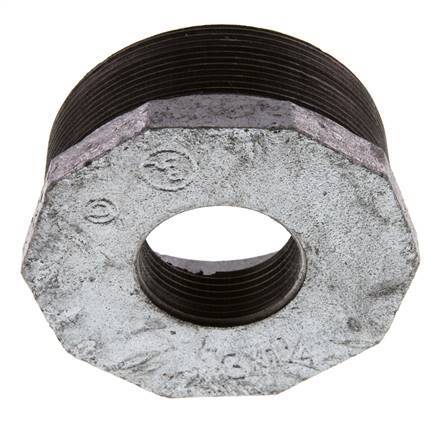 R 3'' x Rp 1 1/4'' M/F Verzinkt Gietijzeren Verloopring 25 Bar
