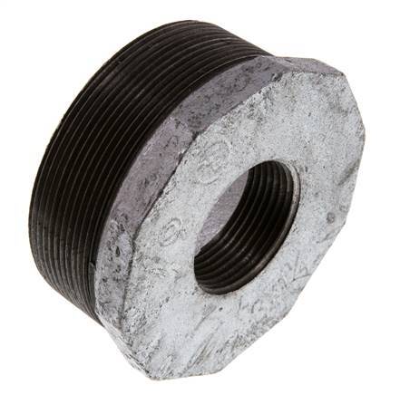 R 3'' x Rp 1 1/4'' M/F Verzinkt Gietijzeren Verloopring 25 Bar