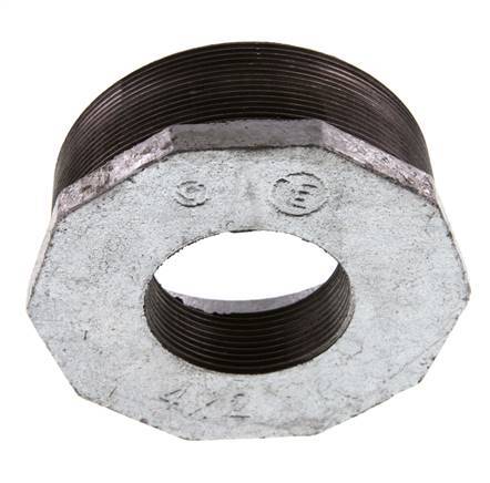 R 4'' x Rp 2'' M/F Verzinkt Gietijzeren Verloopring 25 Bar