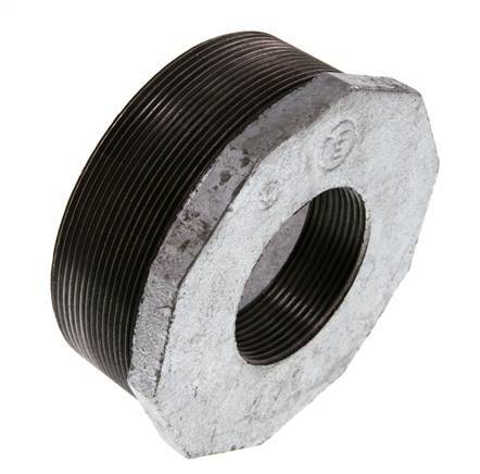 R 4'' x Rp 2'' M/F Verzinkt Gietijzeren Verloopring 25 Bar
