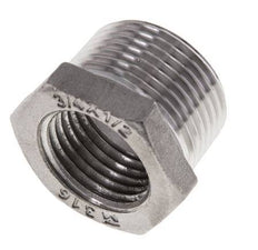 3/4'' NPT x 1/2'' NPT M/F RVS Verloopring 16 Bar
