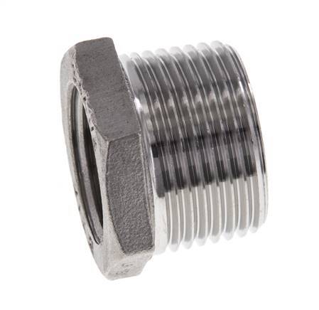 3/4'' NPT x 1/2'' NPT M/F RVS Verloopring 16 Bar