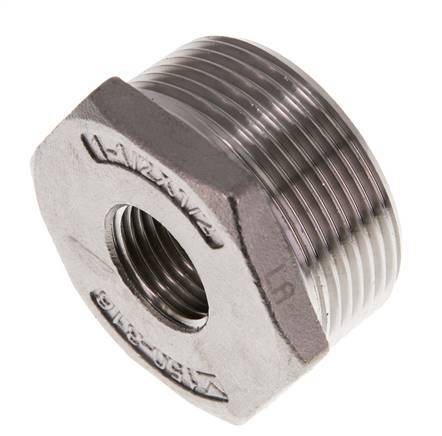 R 1 1/2'' x Rp 1/2'' M/F RVS Verloopring 16 Bar