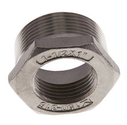 R 1 1/2'' x Rp 1'' M/F RVS Verloopring 16 Bar