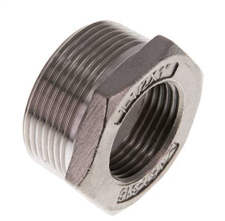 R 1 1/2'' x Rp 1'' M/F RVS Verloopring 16 Bar