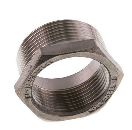 R 1 1/2'' x Rp 1 1/4'' M/F RVS Verloopring 16 Bar