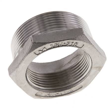 2'' NPT x 1 1/2'' NPT M/F RVS Verloopring 16 Bar