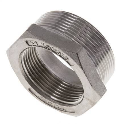 2'' NPT x 1 1/2'' NPT M/F RVS Verloopring 16 Bar