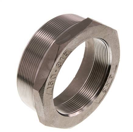 R 4'' x Rp 3'' M/F RVS Verloopring 16 Bar