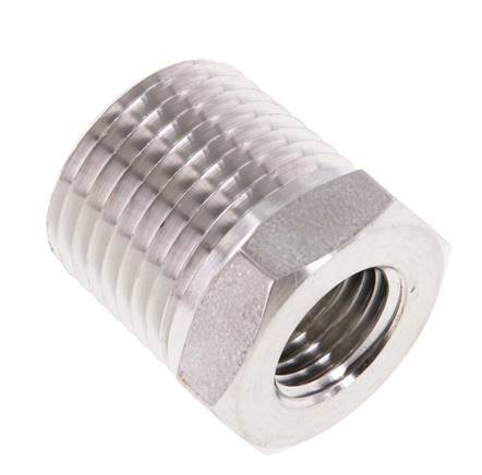 1/2'' NPT x 1/4'' NPT M/F RVS Verloopring 210 Bar - Hydrauliek