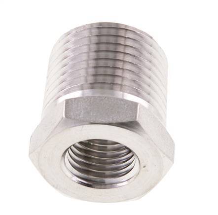 1/2'' NPT x 1/4'' NPT M/F RVS Verloopring 210 Bar - Hydrauliek