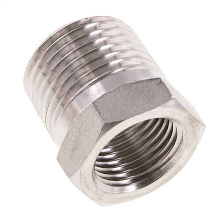 1/2'' NPT x 3/8'' NPT M/F RVS Verloopring 210 Bar - Hydrauliek