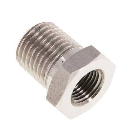 1/4'' NPT x 1/8'' NPT M/F RVS Verloopring 275 Bar - Hydrauliek