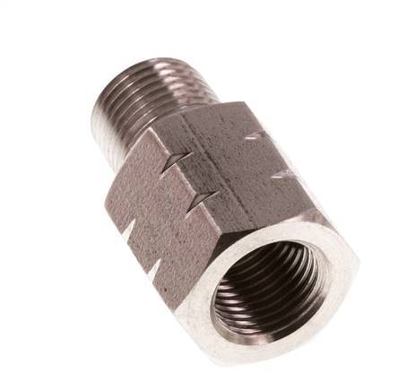 1/8'' NPT x G 1/8'' M/F RVS Verloopring 40 Bar - Hydrauliek