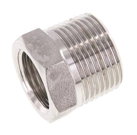 3/4'' NPT x 1/2'' NPT M/F RVS Verloopring 170 Bar - Hydrauliek