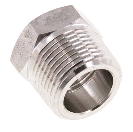 3/4'' NPT x 1/2'' NPT M/F RVS Verloopring 170 Bar - Hydrauliek