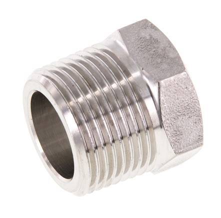 3/4'' NPT x 1/2'' NPT M/F RVS Verloopring 170 Bar - Hydrauliek