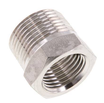 3/4'' NPT x 1/2'' NPT M/F RVS Verloopring 170 Bar - Hydrauliek