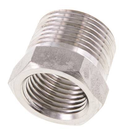 3/4'' NPT x 1/2'' NPT M/F RVS Verloopring 170 Bar - Hydrauliek