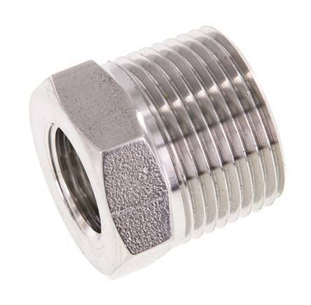 3/4'' NPT x 3/8'' NPT M/F RVS Verloopring 170 Bar - Hydrauliek