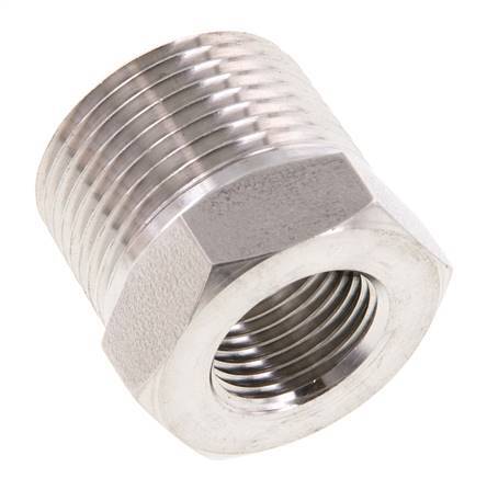 3/4'' NPT x 3/8'' NPT M/F RVS Verloopring 170 Bar - Hydrauliek