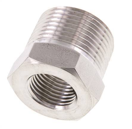 3/4'' NPT x 3/8'' NPT M/F RVS Verloopring 170 Bar - Hydrauliek