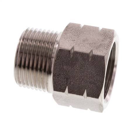 3/4'' NPT x G 3/4'' M/F RVS Verloopring 40 Bar - Hydrauliek