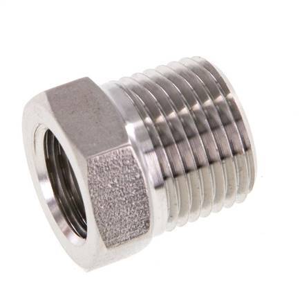 3/8'' NPT x 1/4'' NPT M/F RVS Verloopring 210 Bar - Hydrauliek