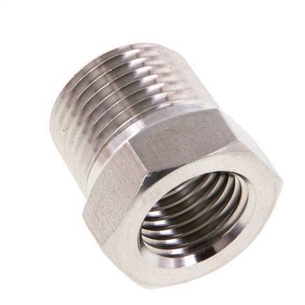 3/8'' NPT x 1/4'' NPT M/F RVS Verloopring 210 Bar - Hydrauliek