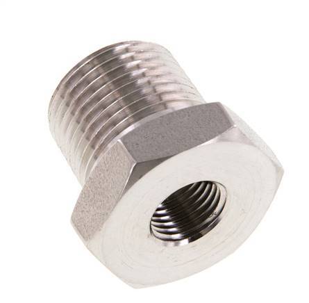 3/8'' NPT x 1/8'' NPT M/F RVS Verloopring 210 Bar - Hydrauliek