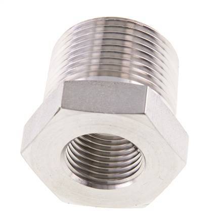 1'' NPT x 1/2'' NPT M/F RVS Verloopring 140 Bar - Hydrauliek