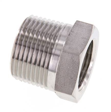1'' NPT x 3/4'' NPT M/F RVS Verloopring 140 Bar - Hydrauliek
