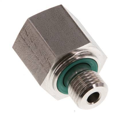 G 1/4'' x G 3/8'' M/F Stainless steel Reducing Adapter 630 Bar - Hydraulic