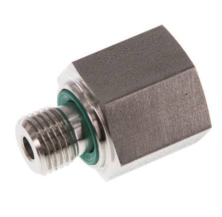G 1/4'' x G 3/8'' M/F Stainless steel Reducing Adapter 630 Bar - Hydraulic