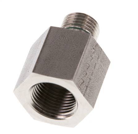 G 1/4'' x G 3/8'' M/F Stainless steel Reducing Adapter 630 Bar - Hydraulic