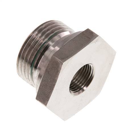 G 1'' x G 3/8'' M/F RVS Neusstuk 400 Bar - Hydrauliek