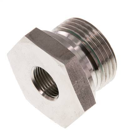 G 1'' x G 3/8'' M/F RVS Neusstuk 400 Bar - Hydrauliek