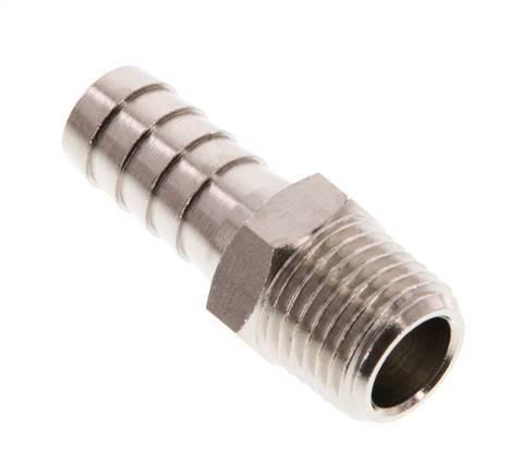 R 1/4'' Male x 10mm Nickel plated Brass Hose barb 16 Bar [5 Pieces]