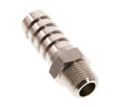 R 1/8'' Male x 10mm Nickel plated Brass Hose barb 16 Bar [5 Pieces]