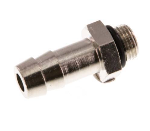 G 1/8'' Male x 9mm Nickel plated Brass Hose barb with NBR Seal 30 Bar [5 Pieces]