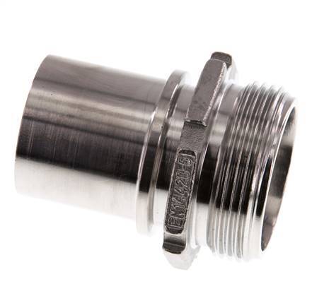 G 1 1/2'' Buitendraad x 38mm RVS Slangpilaar met Veiligheidskraag DIN 2817