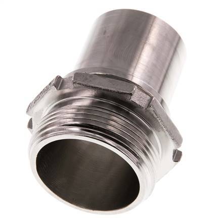 G 1 1/2'' Buitendraad x 38mm RVS Slangpilaar met Veiligheidskraag DIN 2817