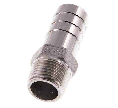 R 1/2'' Buitendraad x 19mm RVS Slangpilaar 16 Bar